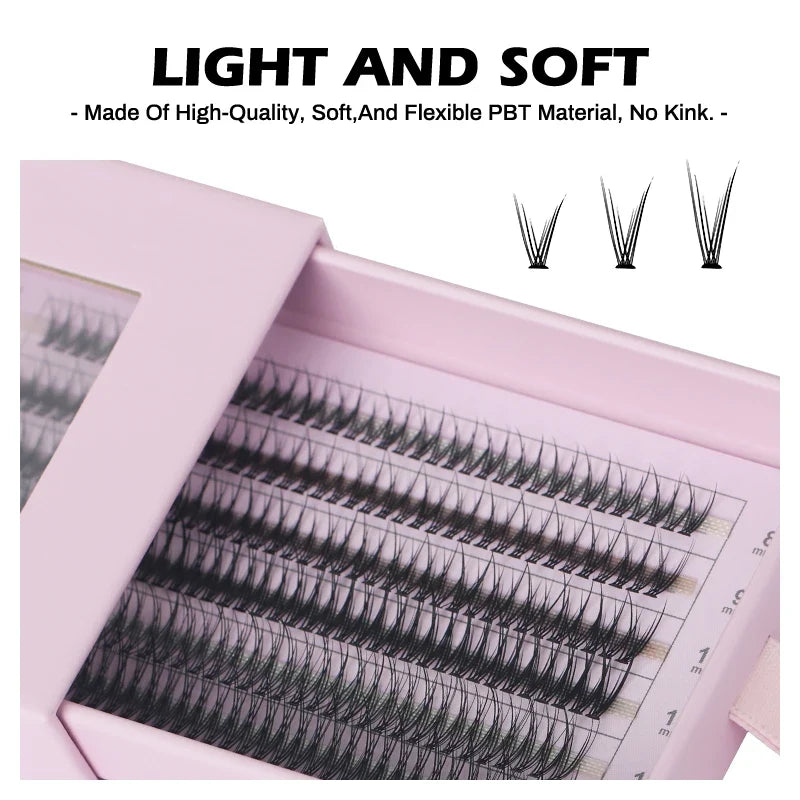 NATUHANA A-Curl Fish Tail DIY Pre-Made Lash Clusters | Faux Mink DIY Lash Clusters Qme