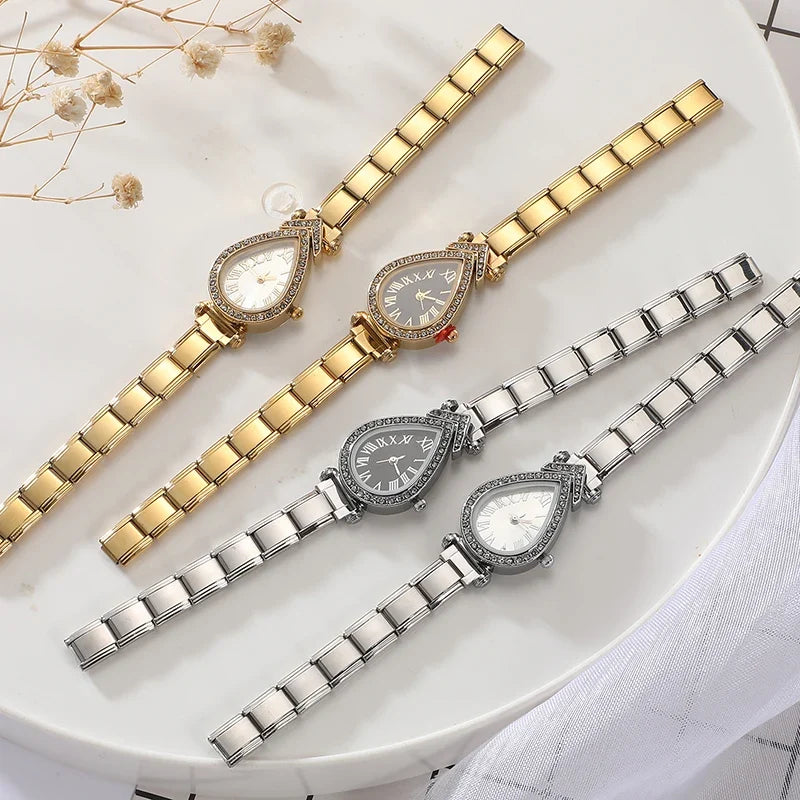 Shiny CZ Stainless Steel Watch Bracelet – Square, Round, Oval CZ Watch Bracelet Qme