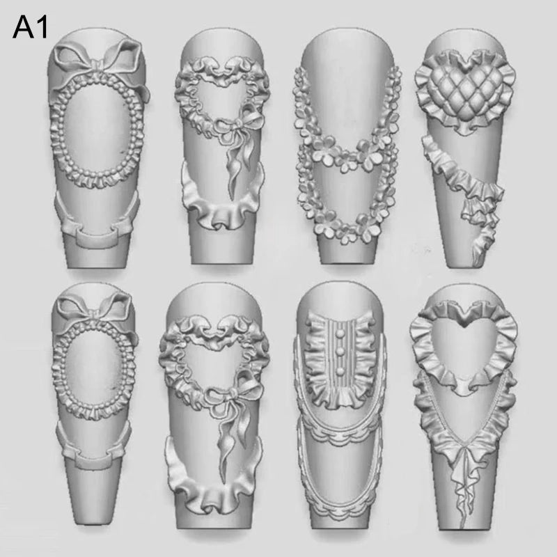 3D Silicone Nail Mold – Bow, Ribbon & Flower Nail Art Stamps Nail Art Mold Qst A1