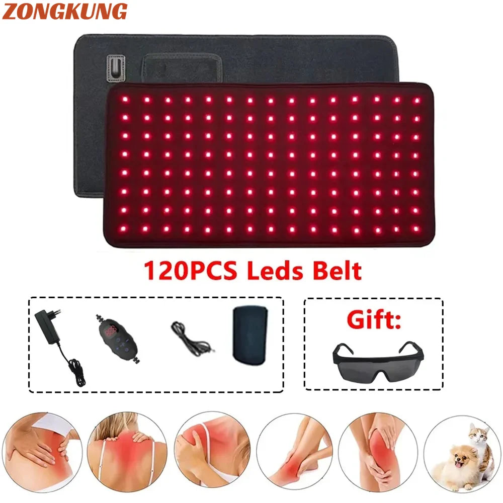 120 LED Red Light Therapy Wrap 660nm 850nm – Body Pad Belt Red Light Therapy Wrap Qst