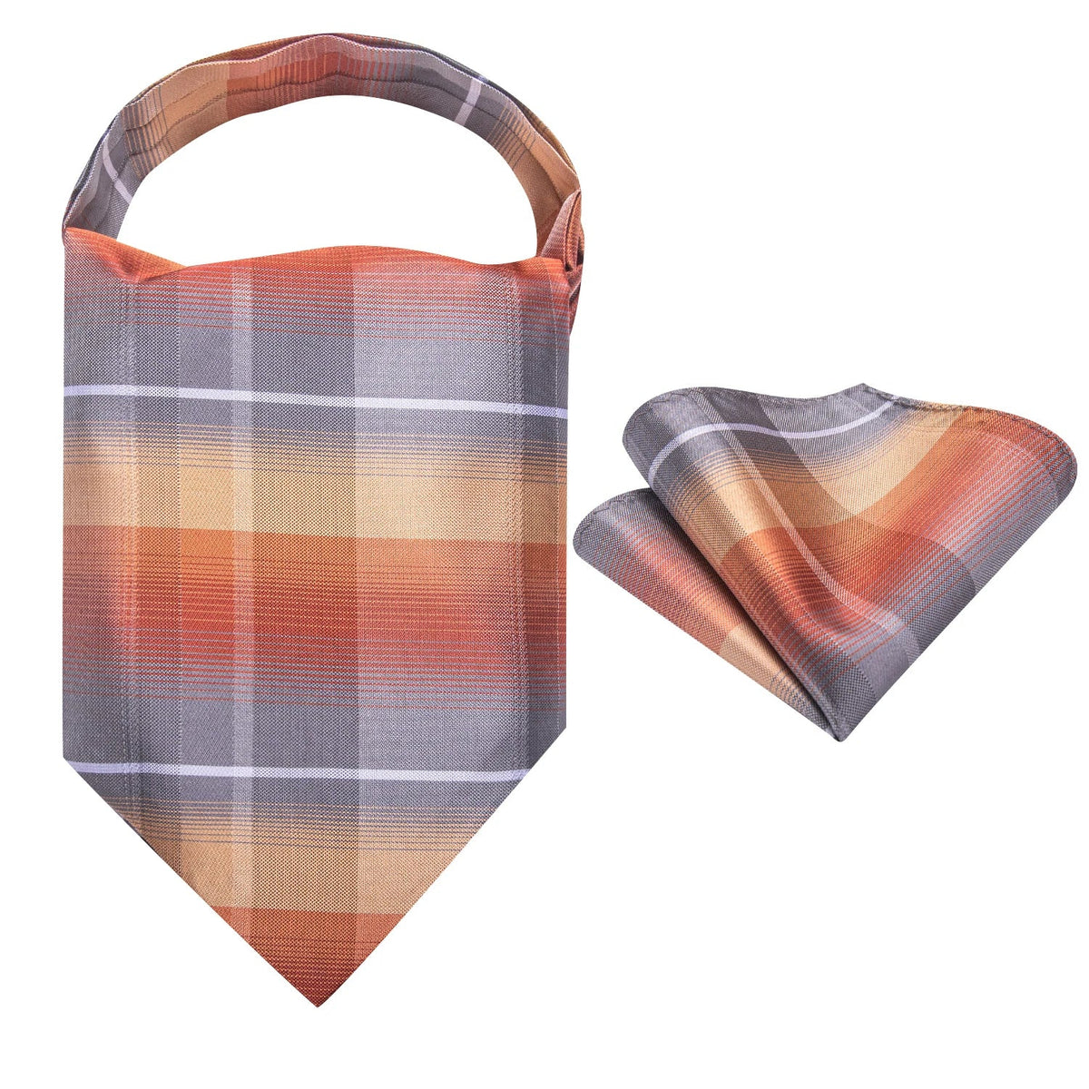 Men's Ascot Tie Cravat Set with Pocket Square & Decorative Ring Ascot Cravat Set Qme