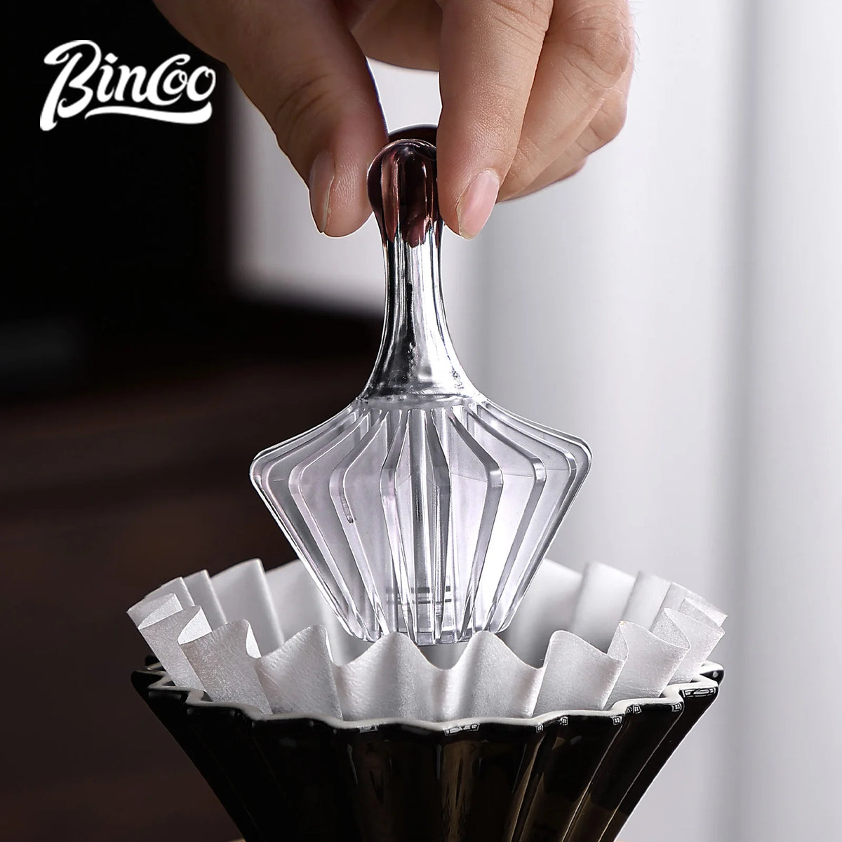 Bincoo Pour Over Coffee Filter Press Tool – Cone Shape Fit Coffee Filter Tool Qst