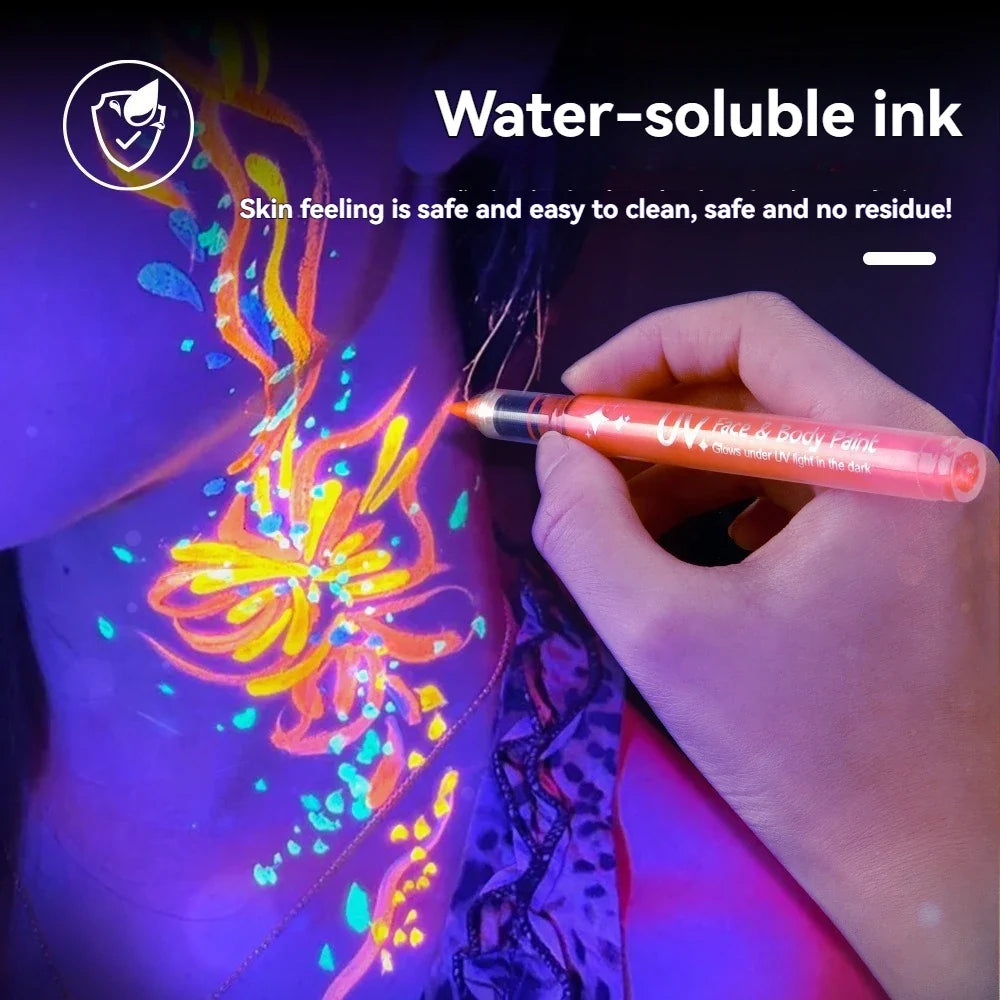 Luminous Face Paint Pens – 8, 12 & 18 Color Glow Sets Face Paint Pen Set Qme