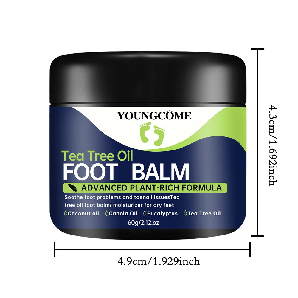 YOUNGCOME Tea Tree Oil Foot Cream – Moisturizes Dry Skin Foot Cream Qst 60G