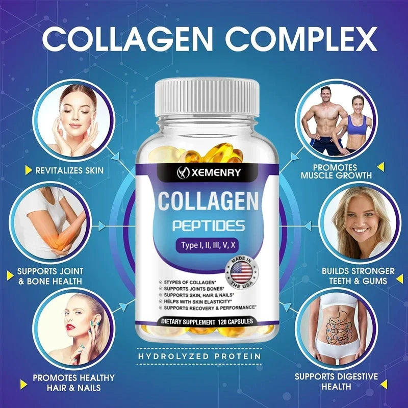Premium Collagen Peptide Complex – Type I II III V Capsules Collagen Supplement Qst