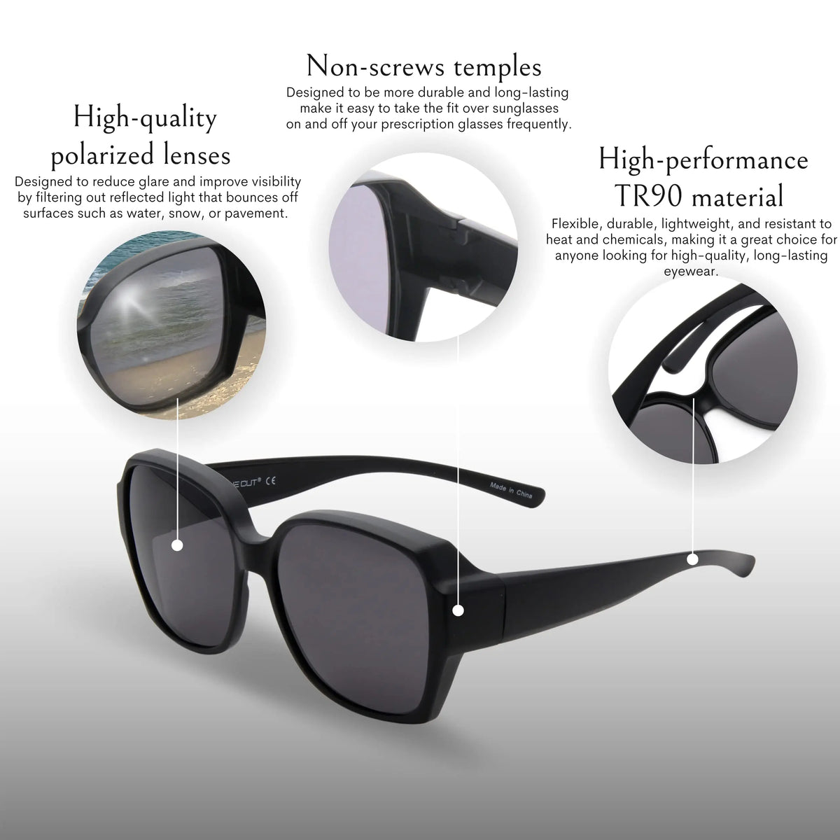 VOPHA 2-Pack Oversized Fit-Over Sunglasses UV400 Unisex Fit-Over Sunglasses Qst