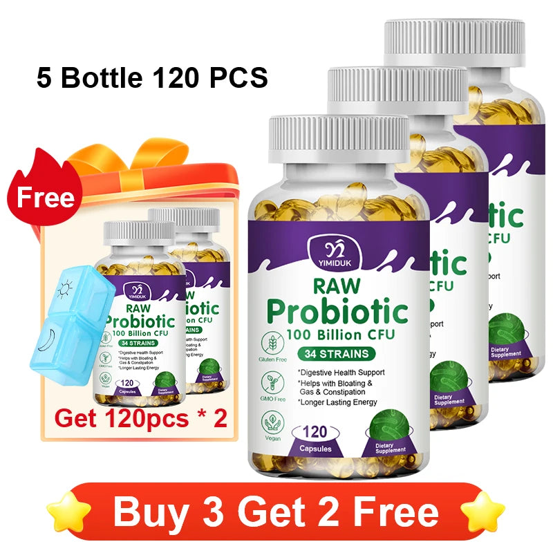 Yimiduk 100 Billion CFU Probiotic – 34 Strains, 120 Capsules Probiotic Supplement Qst 5x120pcs Best Offers