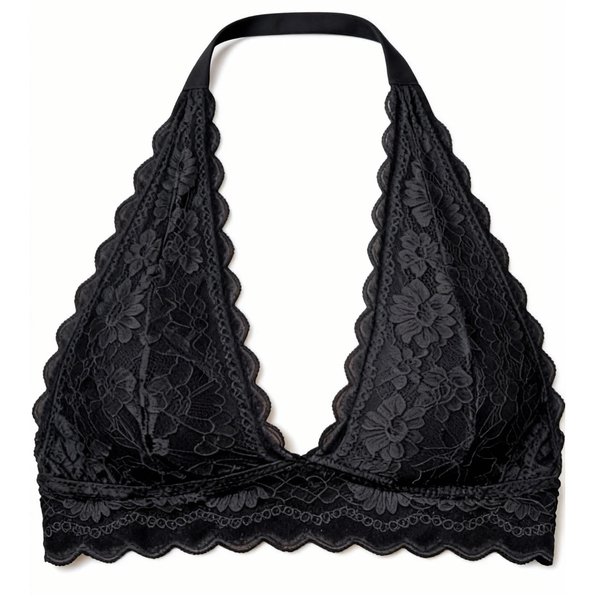 Zeriluna Lace Minimizer Bra – Halter Neck, Full Coverage, Wire Free Minimizer Bra Qst Black L
