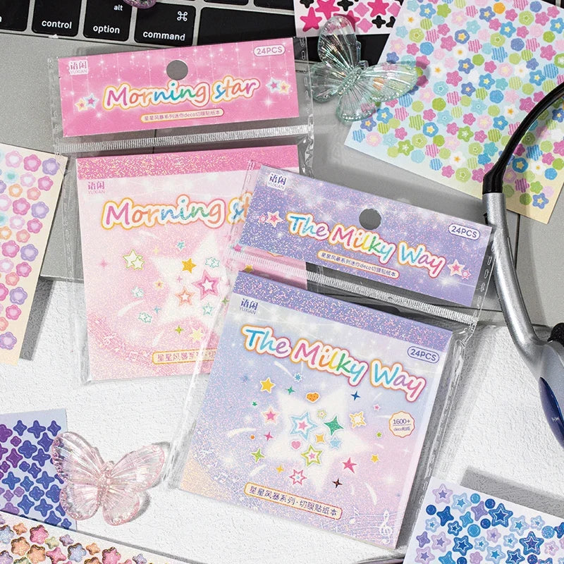 Pentagram Mini Die-Cut Sticker Book 24 Sheets – DIY Craft Die-Cut Sticker Book Qme