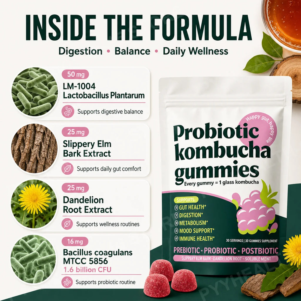 Probiotic Gummies with Prebiotic Fiber, Kombucha & Dandelion Root Probiotic Gummies Qst