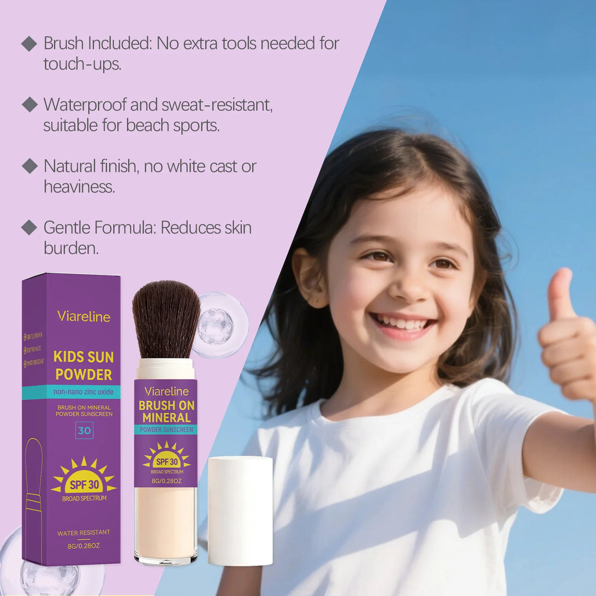 SPF30 Kids Sunscreen Powder – Broad-Spectrum UV Shield, 8g Kids Sunscreen Powder Qst