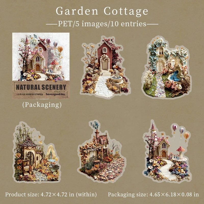 Fairy Tale House Scenery Stickers – Multi-Scene Collage Kit Craft Sticker Sheet Qme C