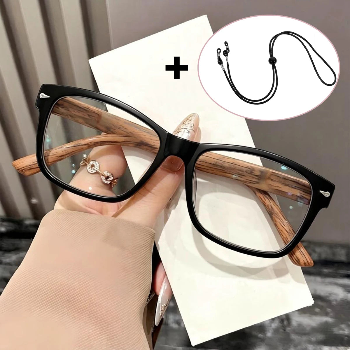 VOPHA L73 Auto Focus Reading Glasses Men – Wood Grain Frame Auto Focus Reading Glasses Qst Brown