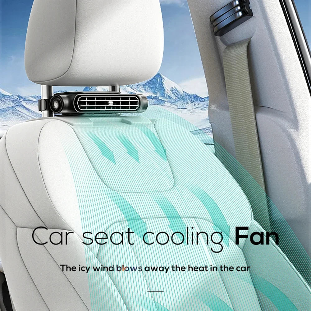 USB Car Headrest Fan Cooler – 3-Speed Rear Seat Fan Car Seat Headrest Fan Qme
