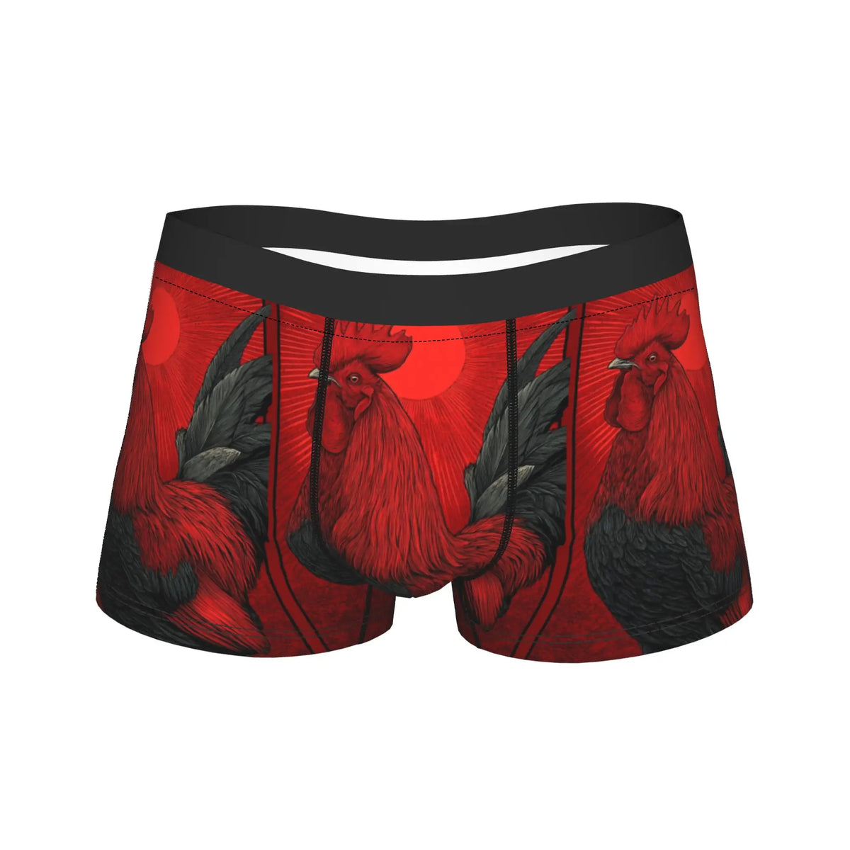 Men's Rooster Vintage Print Boxer Trunks – Soft Stretch Briefs Men's Boxer Trunks Qst as picture M