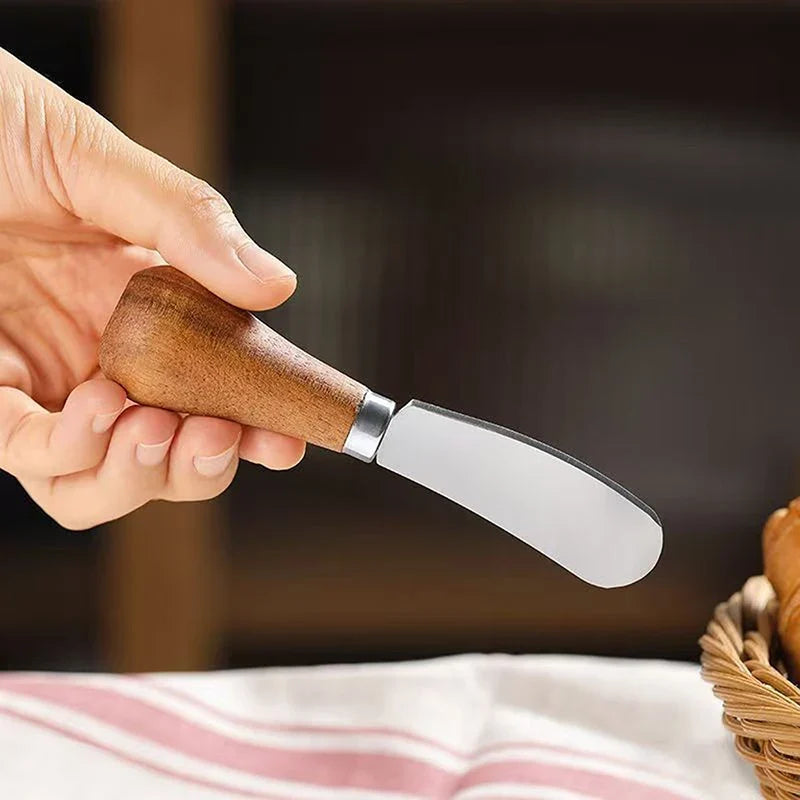 Stainless Steel Cheese Spreader & Fork Set – Wooden Handle Cheese Spreader Set Qme