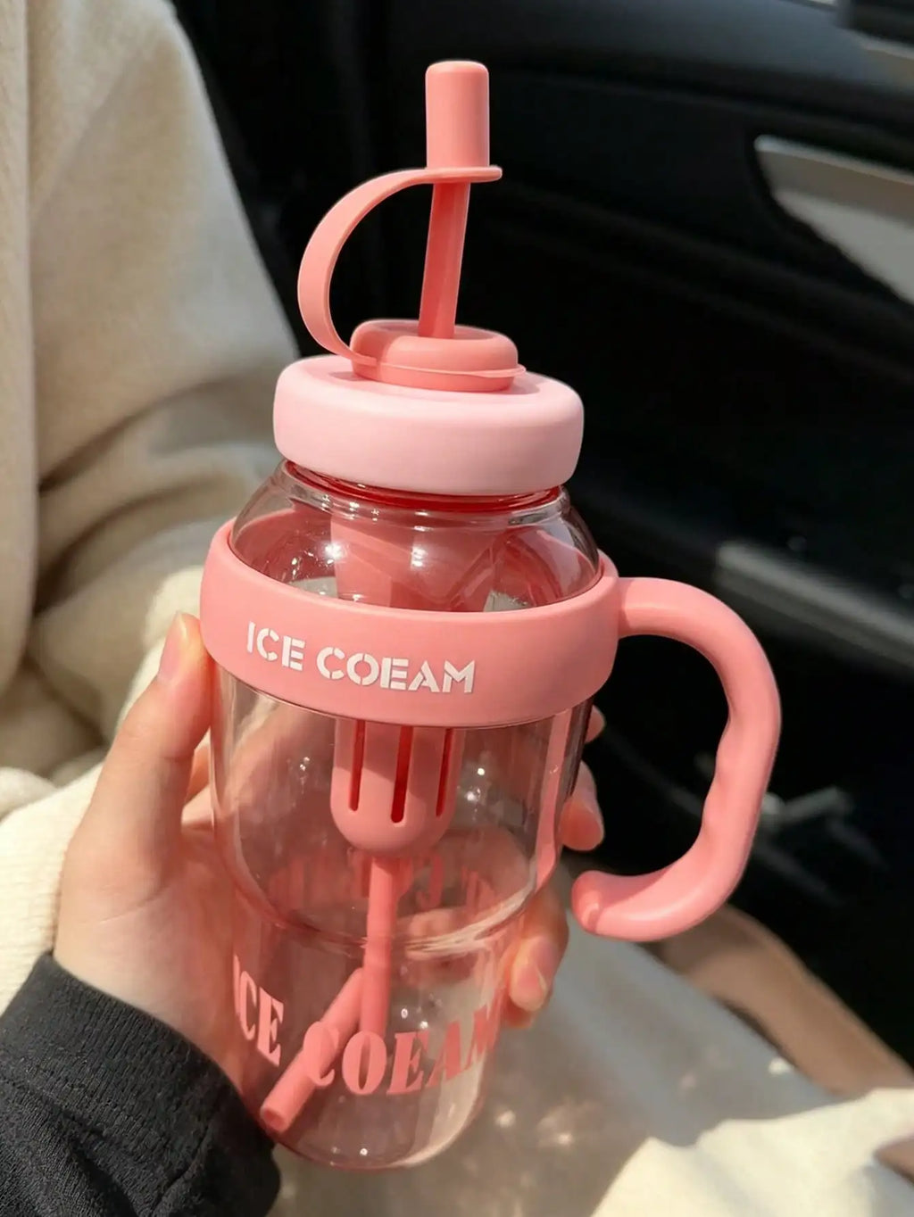 1300ml Large Capacity Ice Cup with Straw – Summer Tumbler Large Capacity Tumbler Qme pink