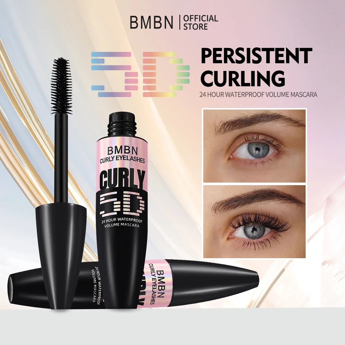 Black Waterproof Volumizing Mascara – Dense, Curly & Sweat-Proof Volumizing Mascara Qme