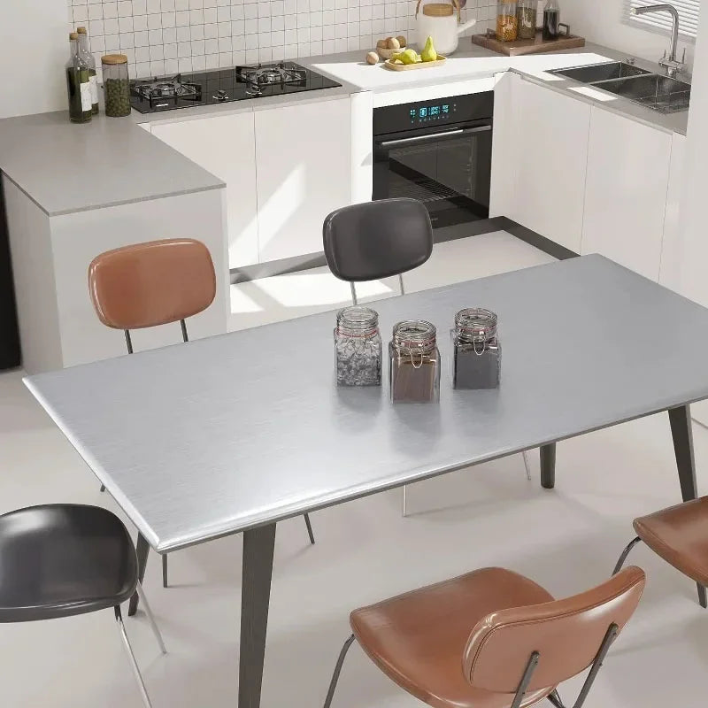 Brushed Silver Metal Wall Sticker – Stainless Steel Contact Paper Metal Contact Paper Qme