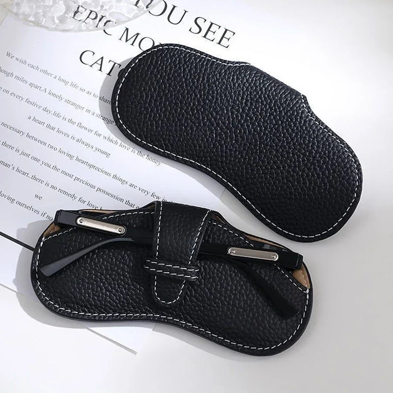 PU Leather Glasses Case – Portable Sunglasses Storage Bag Glasses Storage Case Qme Black
