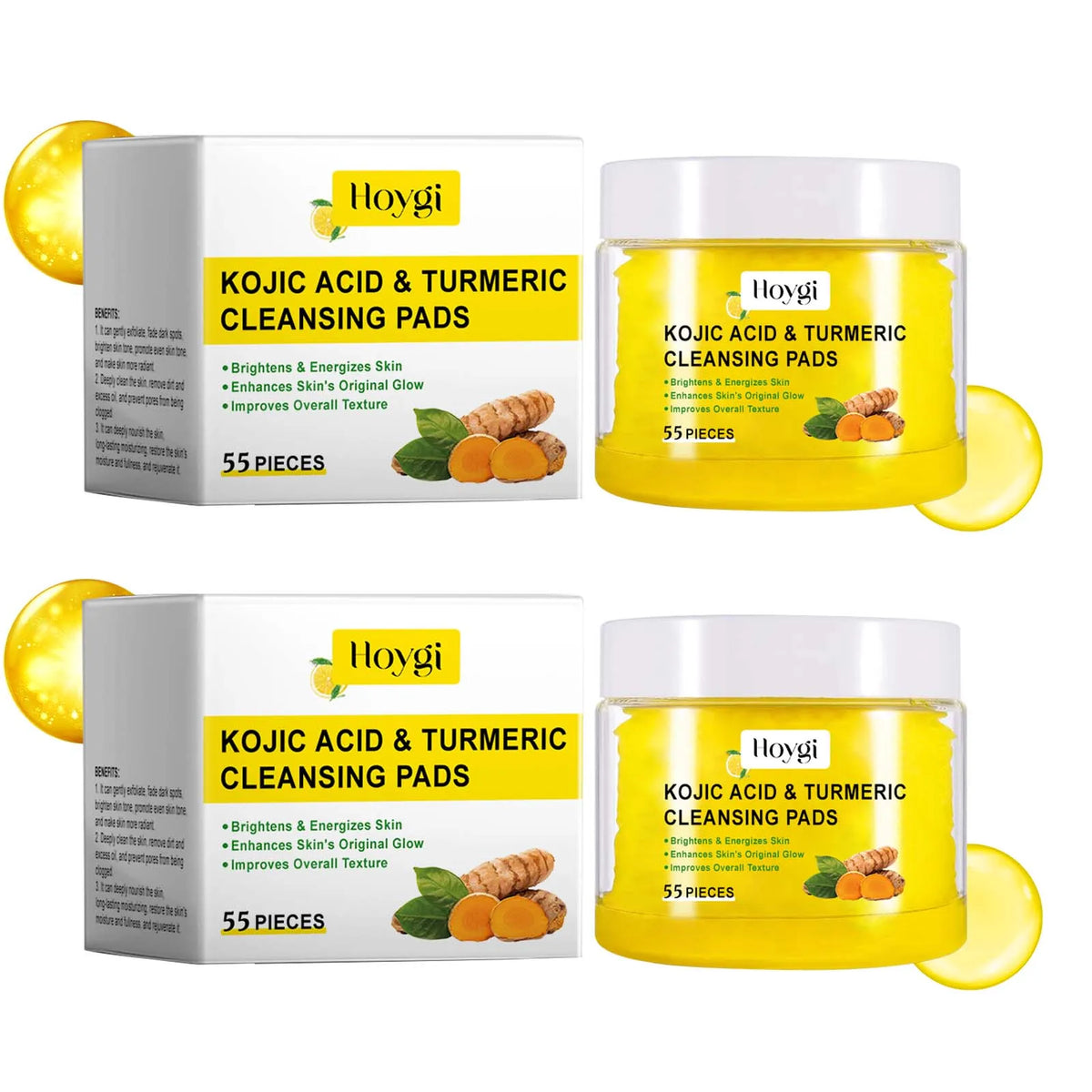 Turmeric Kojic Acid Cleansing Pads – Exfoliate & Brighten Skin Exfoliating Cleansing Pads Qme 2 x 55pcs Boxed