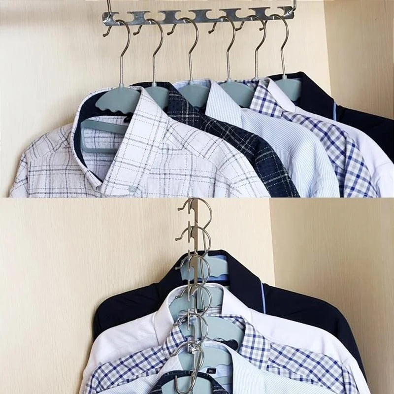 Space-Saving 6-Hook Metal Clothing Hanger Organizer 37cm Wardrobe Hanger Organizer Qme