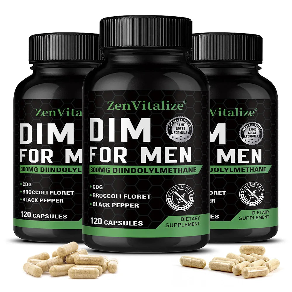 ZENVITALIZE DIM 300mg Men's Supplement – Broccoli & Black Pepper Men's Health Supplement Qst 120 count-3bottle