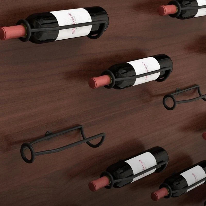 Wall-Mounted Iron Wine & Champagne Bottle Holder Display Rack Wall Wine Rack Qme