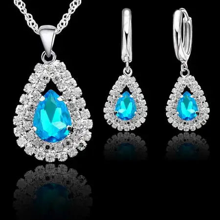 925 Sterling Silver Austrian Crystal Water Drop Earrings Crystal Drop Earrings Qme