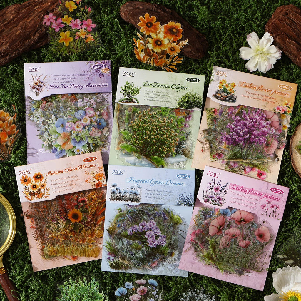 40 Vibrant Flower Plant DIY Stickers – Scrapbooking Labels DIY Craft Stickers Qme All