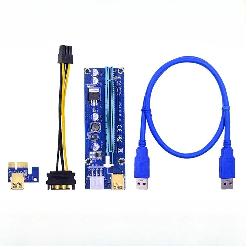 VER009S PCIe Riser USB 3.0 1x to 16x GPU Extender Card PCIe Riser Card Qme blue card slot