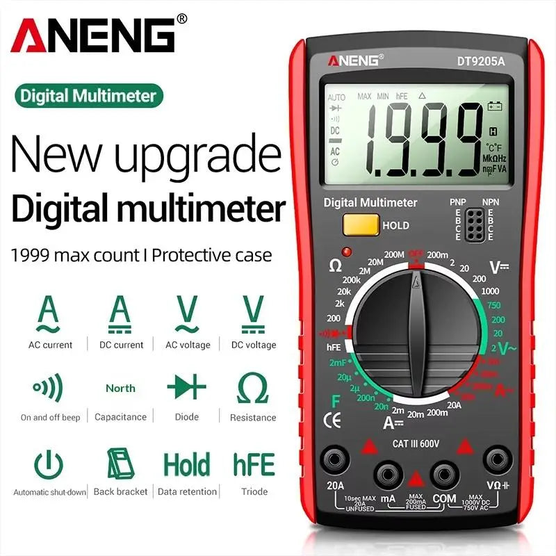 DT9205A True RMS Digital Multimeter – Voltage & Current Tester Digital Multimeter Qme
