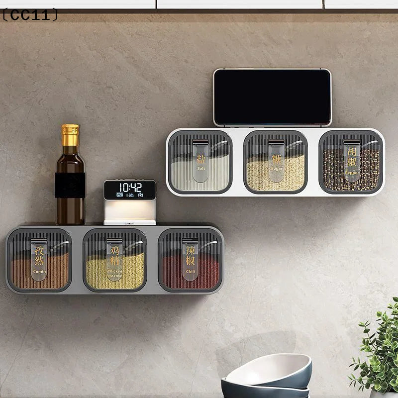 Wall-Mounted Multi-Spice Box Kitchen Organizer | ABS Rack Spice Box Organizer Qme