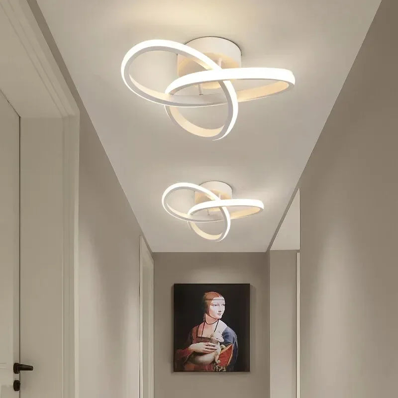 Black Nordic LED Semi-Flush Ceiling Lamp | 3 Color Temperatures LED Ceiling Light Qme