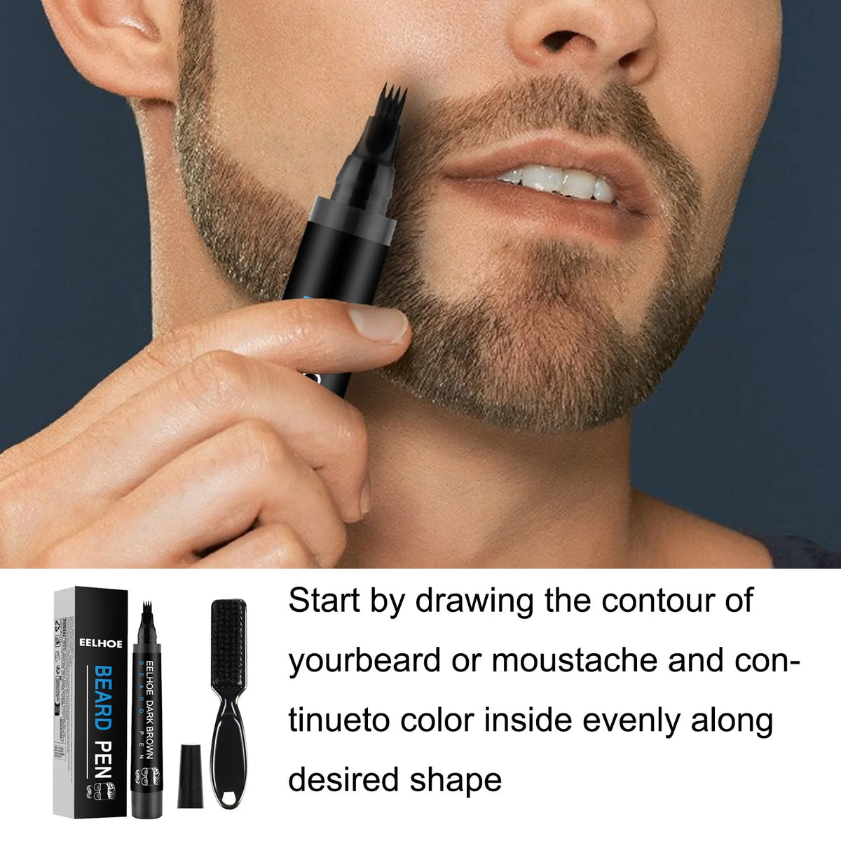 EELHOE Waterproof Beard Filler Pen – Black & Brown Coloring Beard Filler Pen Qst
