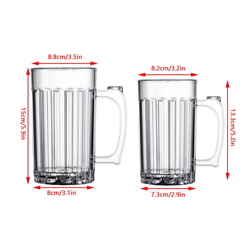 Large Acrylic Beer Mug 400ml/600ml – Clear Drop-Proof Cup Acrylic Beer Mug Qst