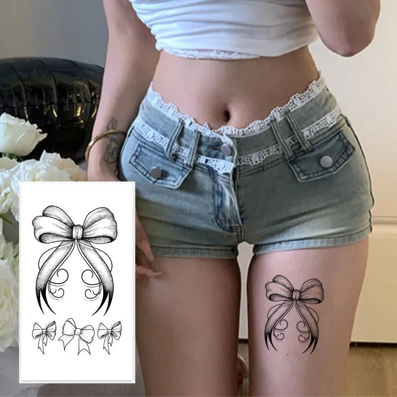 Bow Tattoo Sticker – Temporary Neck Body Art, Semi-Permanent Temporary Tattoo Sticker Qme