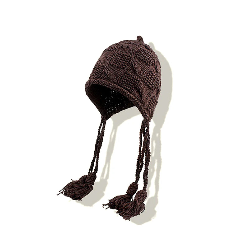 Women's Handmade Knitted Winter Hat – Crochet Ear Warmth Cap Knitted Winter Hat Qst A14