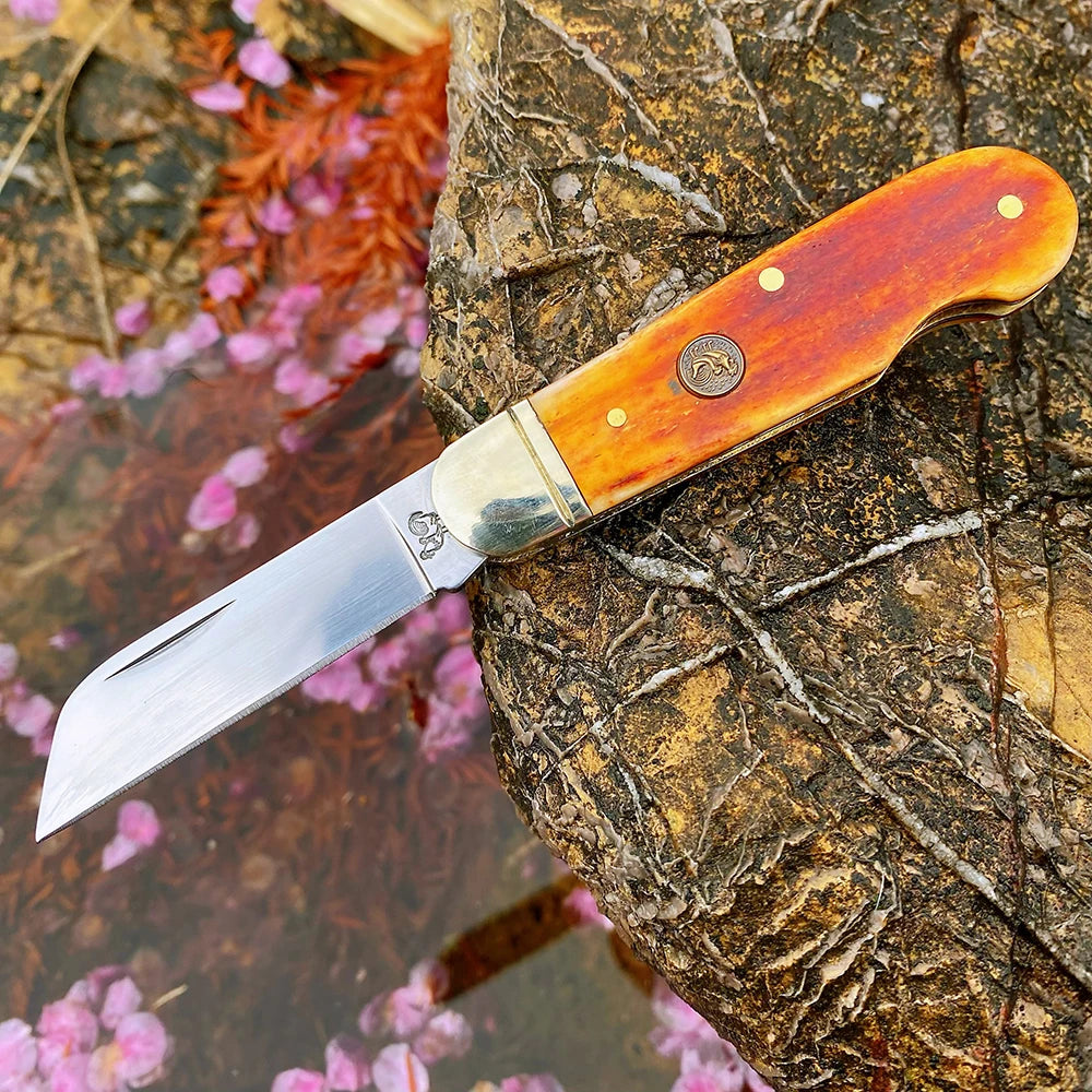 Z.QIAN W135HS Bone Handle Multi-Blade Slip Joint Pocket Knife Folding Pocket Knife Qst Red