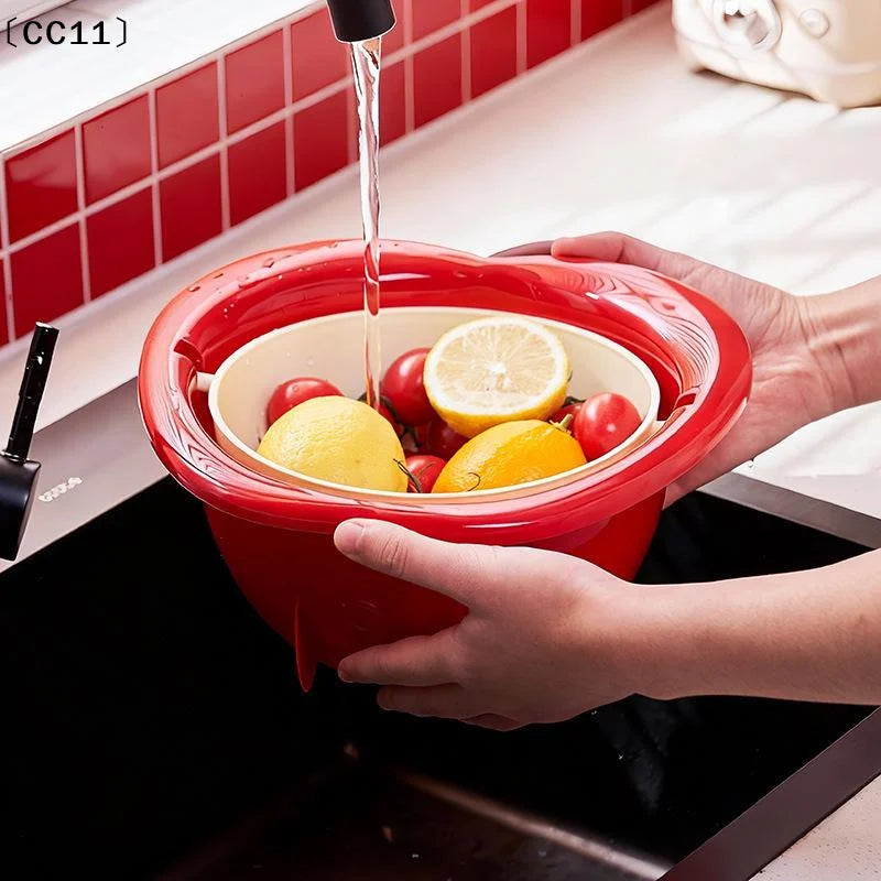 Fruit-Shaped Drain Basket & Veggie Washing Basin – Thickened Drain Basket Colander Qme