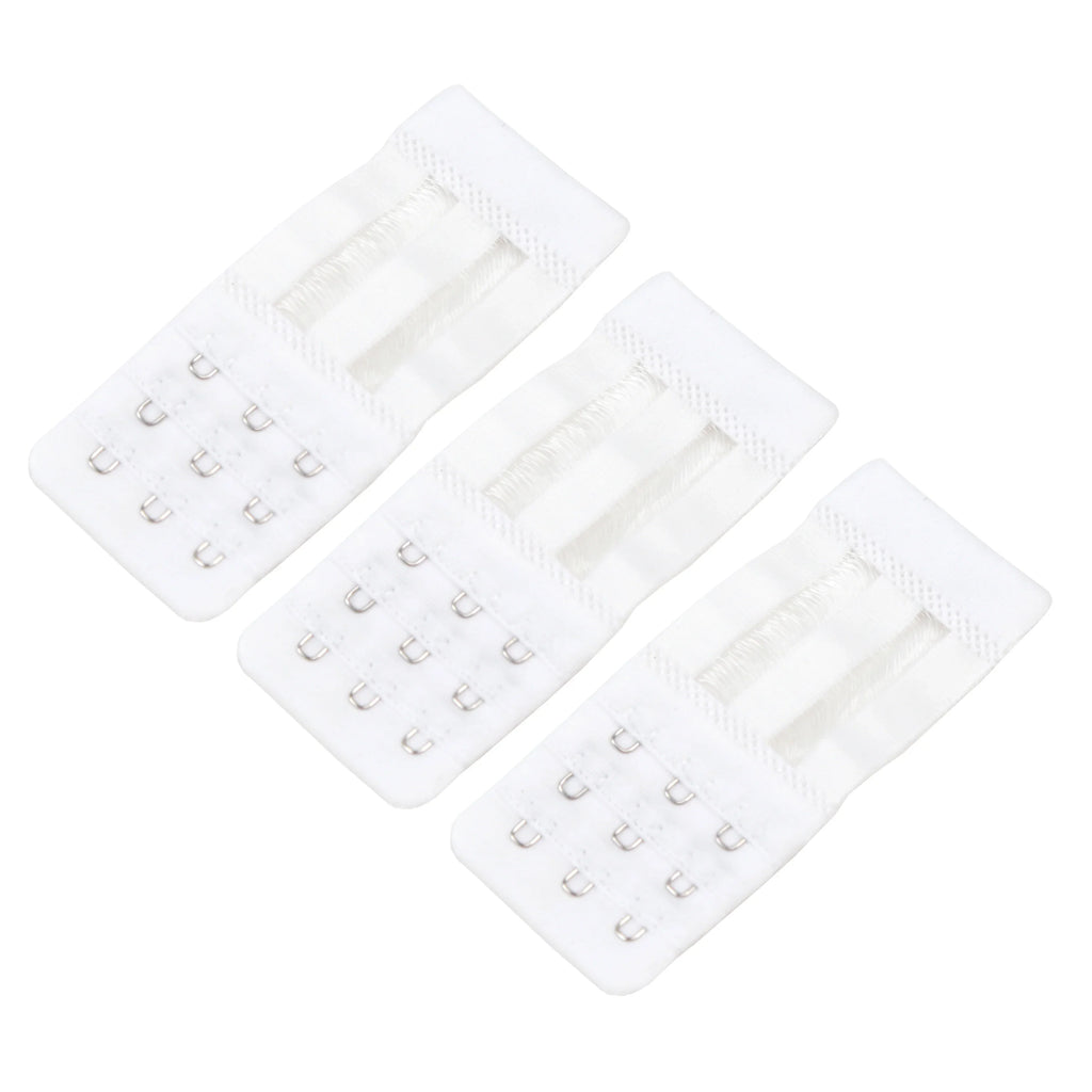 Women's 3-Hook Bra Extender Soft Nylon Strap – 4 Colors Bra Extender Qme WHITE one size