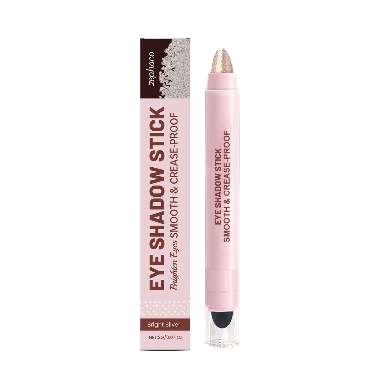 Zephoco Shimmer Cream Eyeshadow Stick – Pigmented & Long-Lasting Cream Eyeshadow Stick Qst Bright Silver
