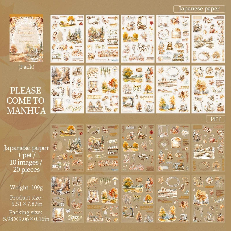 Golden Autumn Die Cut Sticker Sheets – 20 Sheets for Crafts Die Cut Sticker Sheets Qme 1