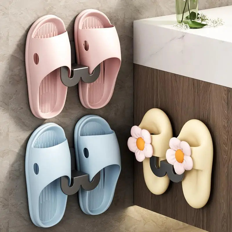 Wall Mounted Shoe & Slipper Rack – No-Drill Door Hook Organizer Shoe Storage Rack Qme