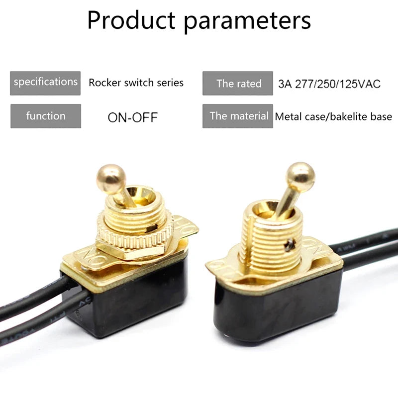 AC 250V 6A Prewired SPST Toggle Switch with Wire Cable Toggle Switch Qme