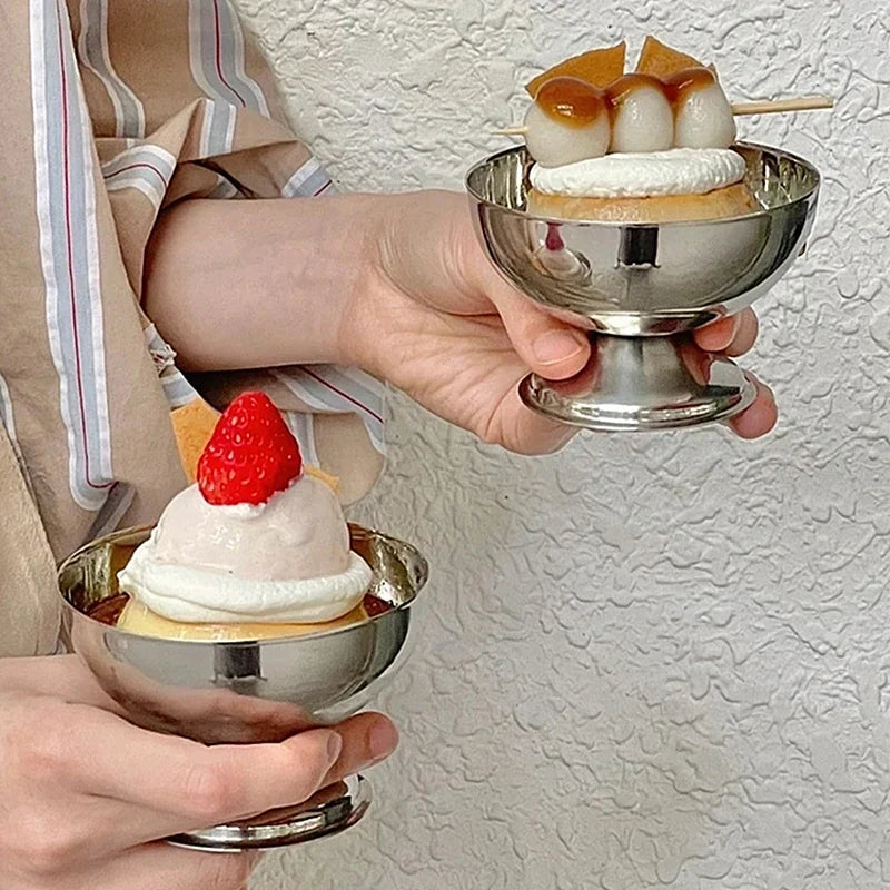 Stainless Steel Ice Cream Cup & Dessert Bowl – S, M, L Stainless Steel Bowl Qme