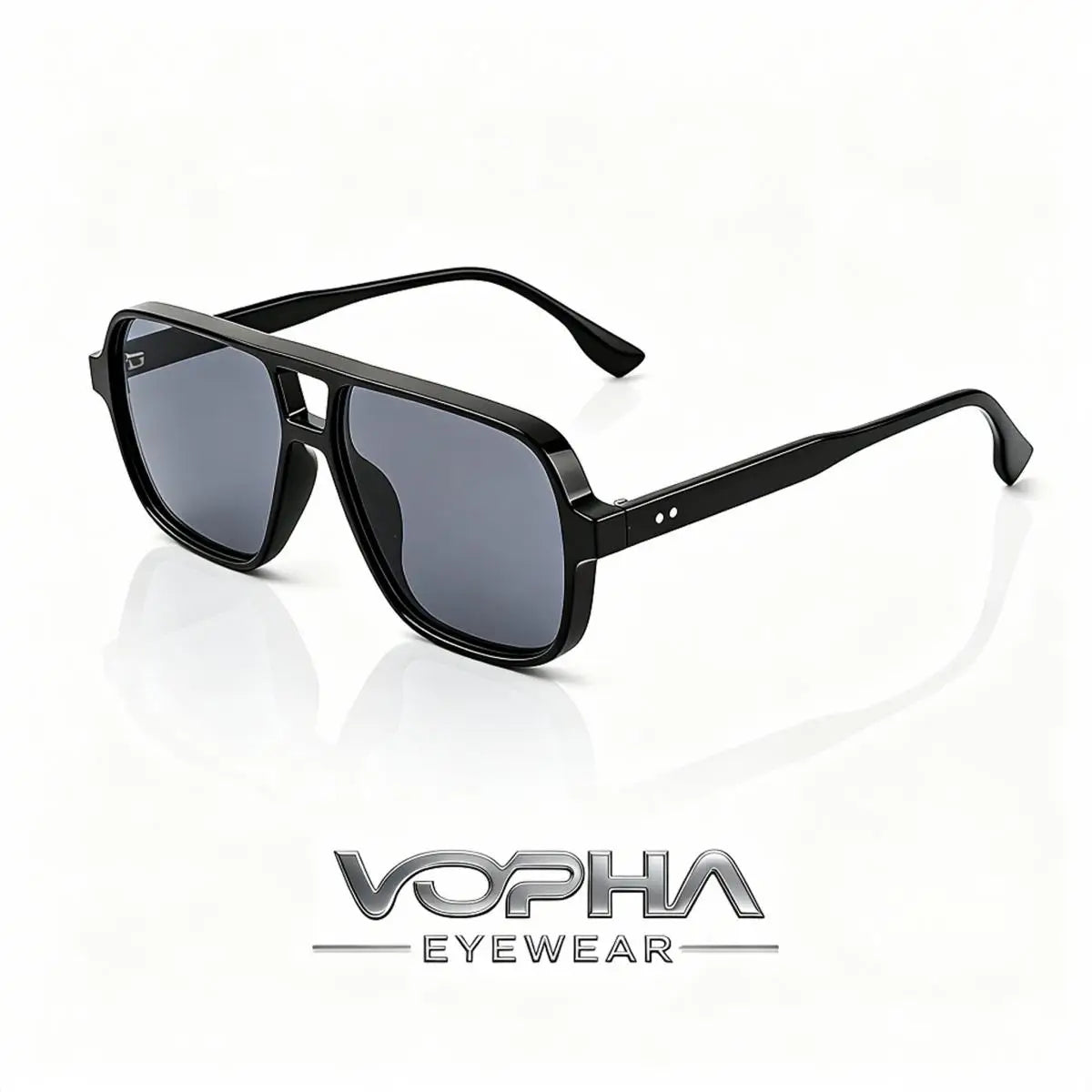 VOPHA Retro Square Aviator Sunglasses UV400 Unisex Vintage Fashion Sunglasses Qst Black Gray