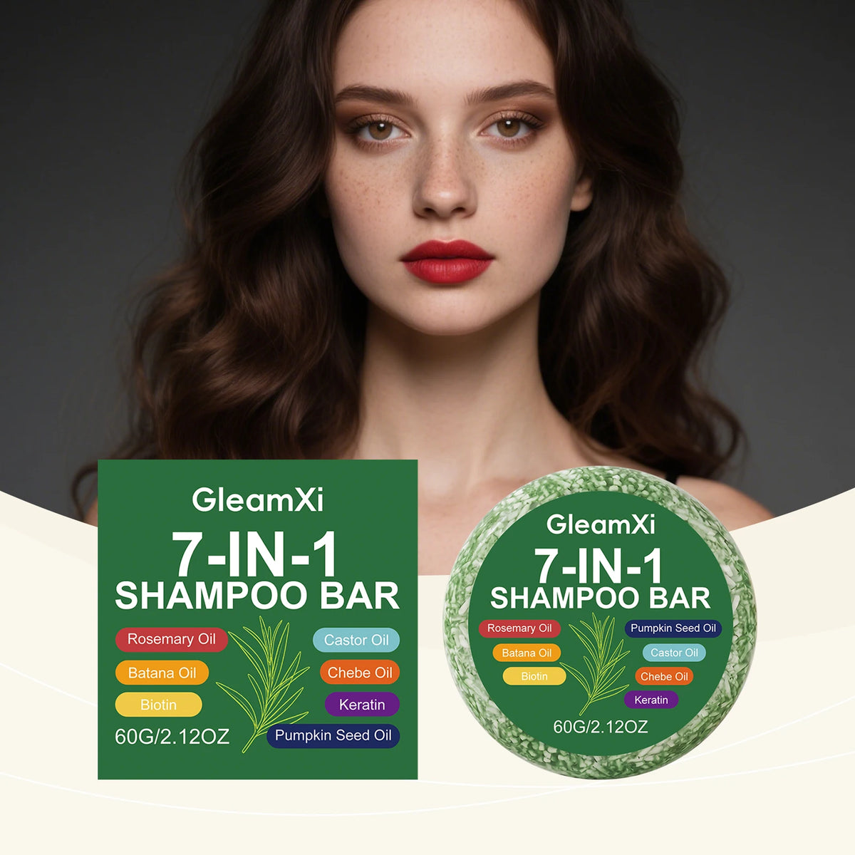 Gleamxi 7-in-1 Rosemary Biotin Shampoo Bar – All Hair Types Shampoo Bar Qst