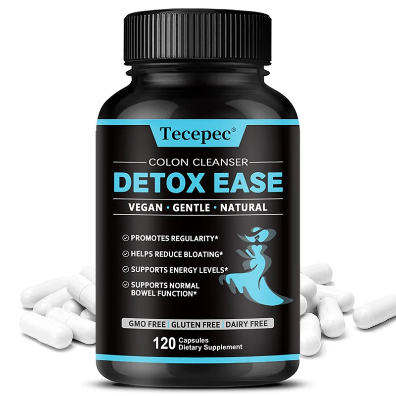 Tecepec Colon Cleanser Capsules – Vegan Fiber & Probiotics Digestive Supplement Qst 120 count-1 bottle