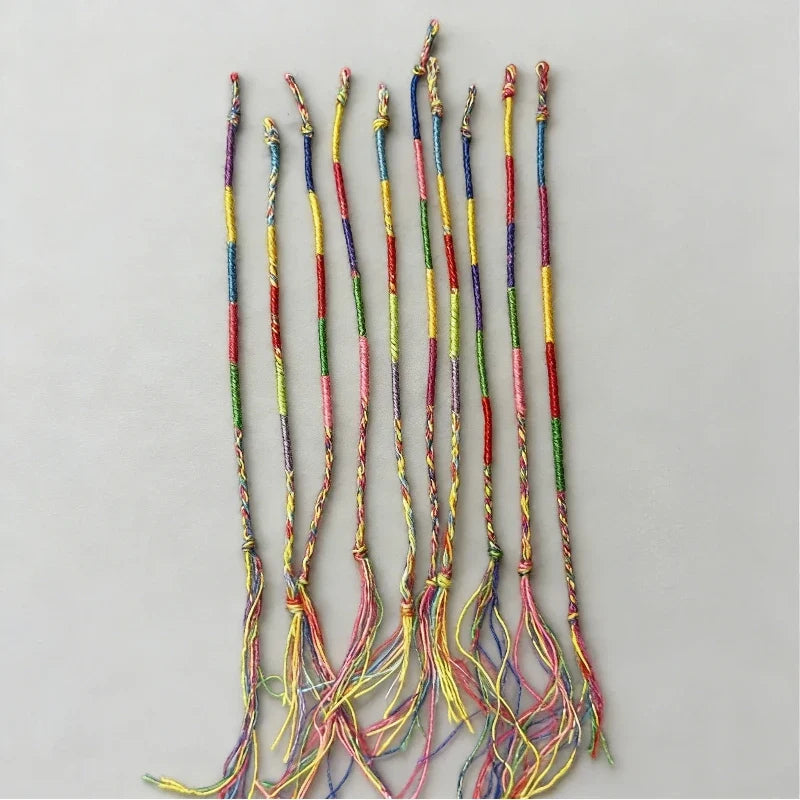 Rainbow Braided Rope Tassel Bracelet Set – Women & Men Braided Rope Bracelet Qme Random color 10Pcs